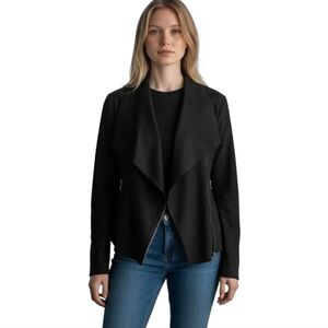 Joan Vass NWT Unstructured Blazer Size Petite Large in Black Drape Front